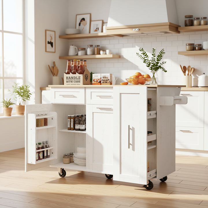 White modern foldable kitchen island trolleys BOG