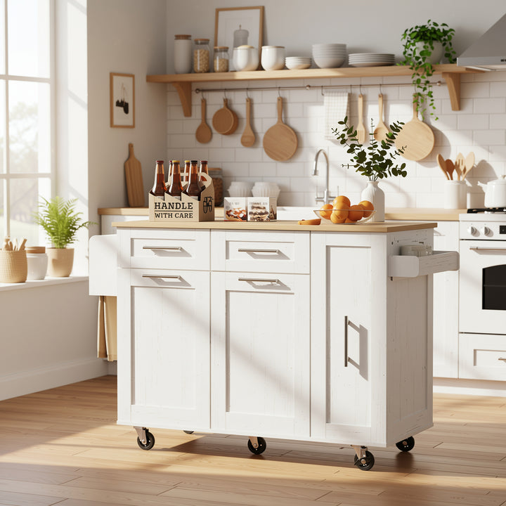 White modern foldable kitchen island trolleys BOG