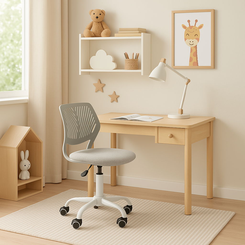 Grey swivel children desk's chair height adjustable office chair CARNATION VERITA GREY