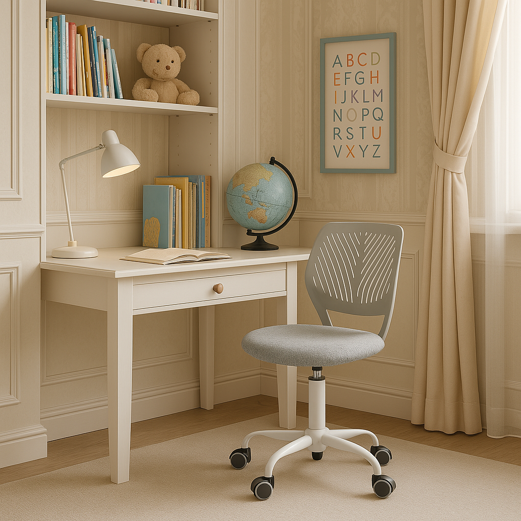 Grey swivel children desk's chair height adjustable office chair CARNATION VERITA GREY