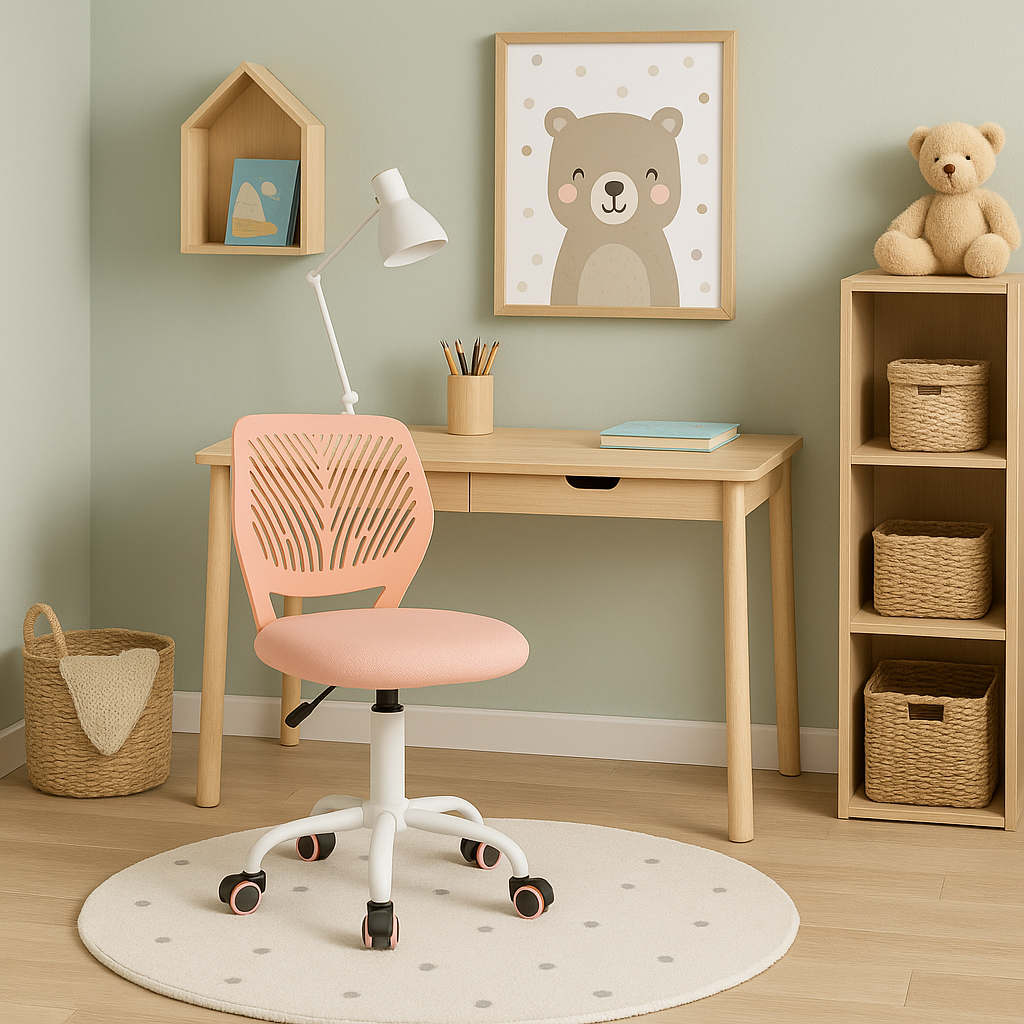 Swivel children desk's chair height adjustable office chair CARNATION ROSE