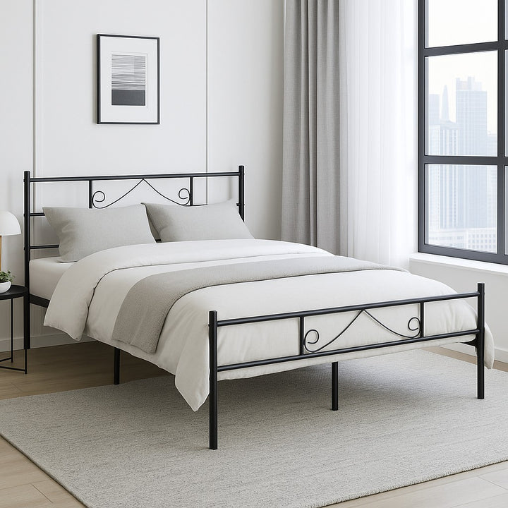 Black metal double bed 140x190 BEARD DO BK V1