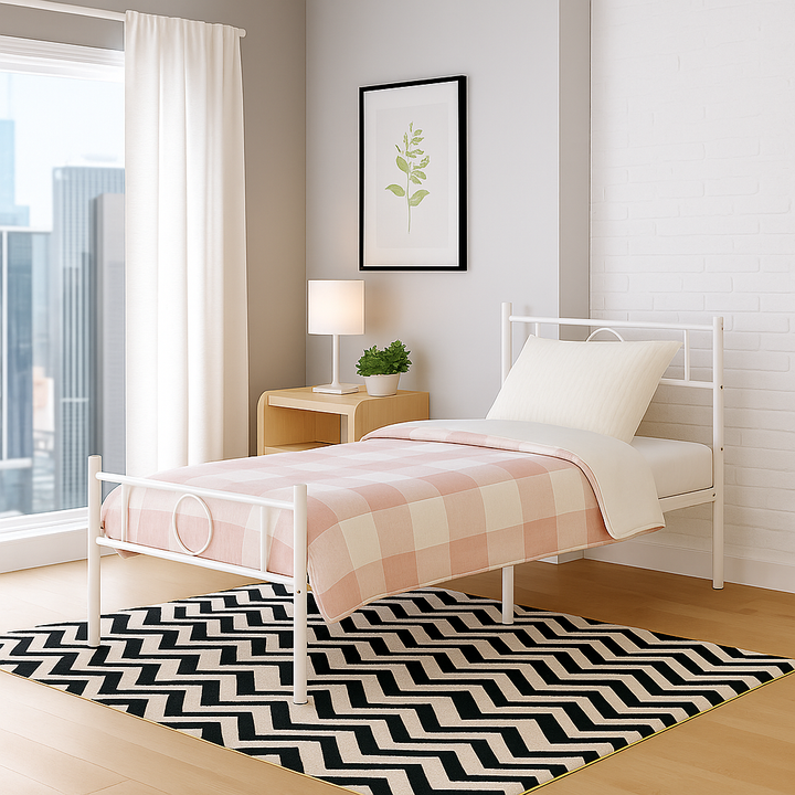 White single metal bed frame 90x190cm CIRCLE SI WHITE C