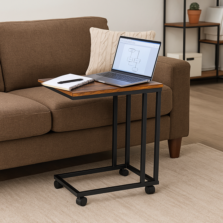 Side Table Brown 50x35x60cm Modern Console Table, Space-Saving Design for Living Room JENDEN