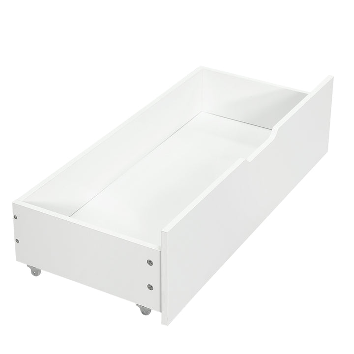 White wooden daybed with shelves and 2 drawers (90*190cm) SANDARAC