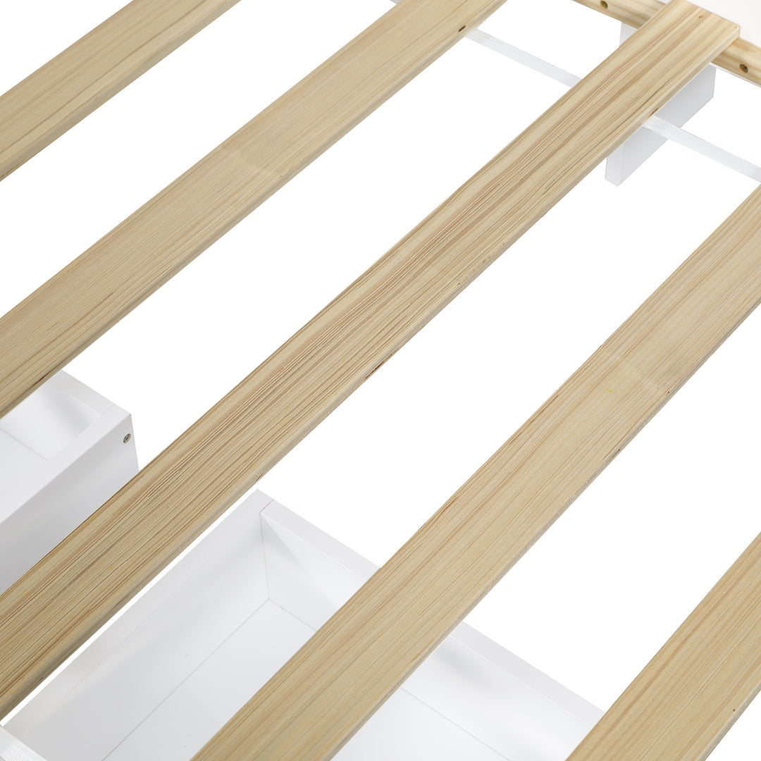 White Wooden Single Daybed Storage with 2 Wheeled Drawers and LED Light 90x190cm WOODWARDROBE