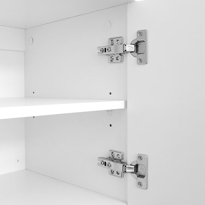 Modern white TV cabinet with 4 push-to-open storage doors RCEPTOR