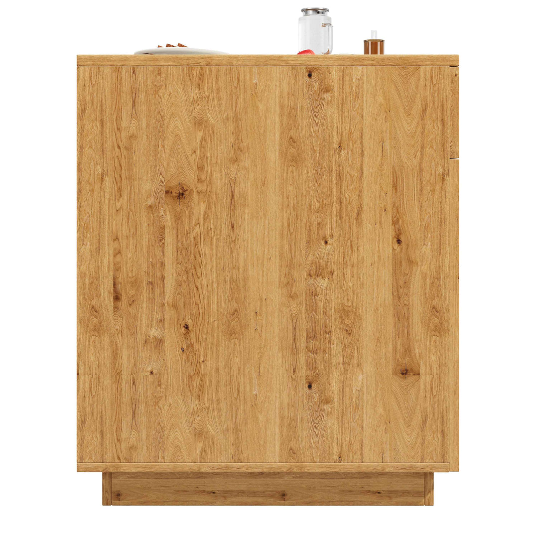 Kitchen island with extendable table, oak effect, LED glass door, 2 drawers INFINITECASC