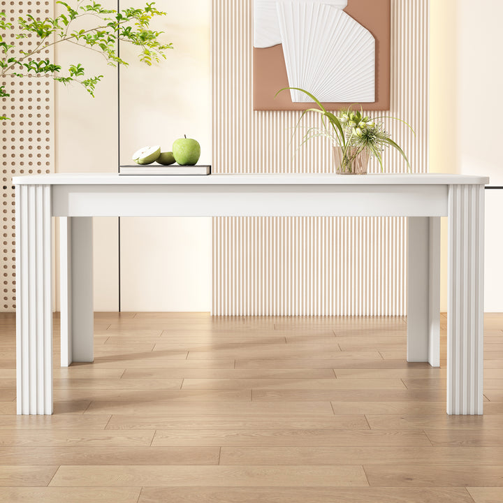 White wooden dining table with thick legs 116×65 ZAKRUD UK
