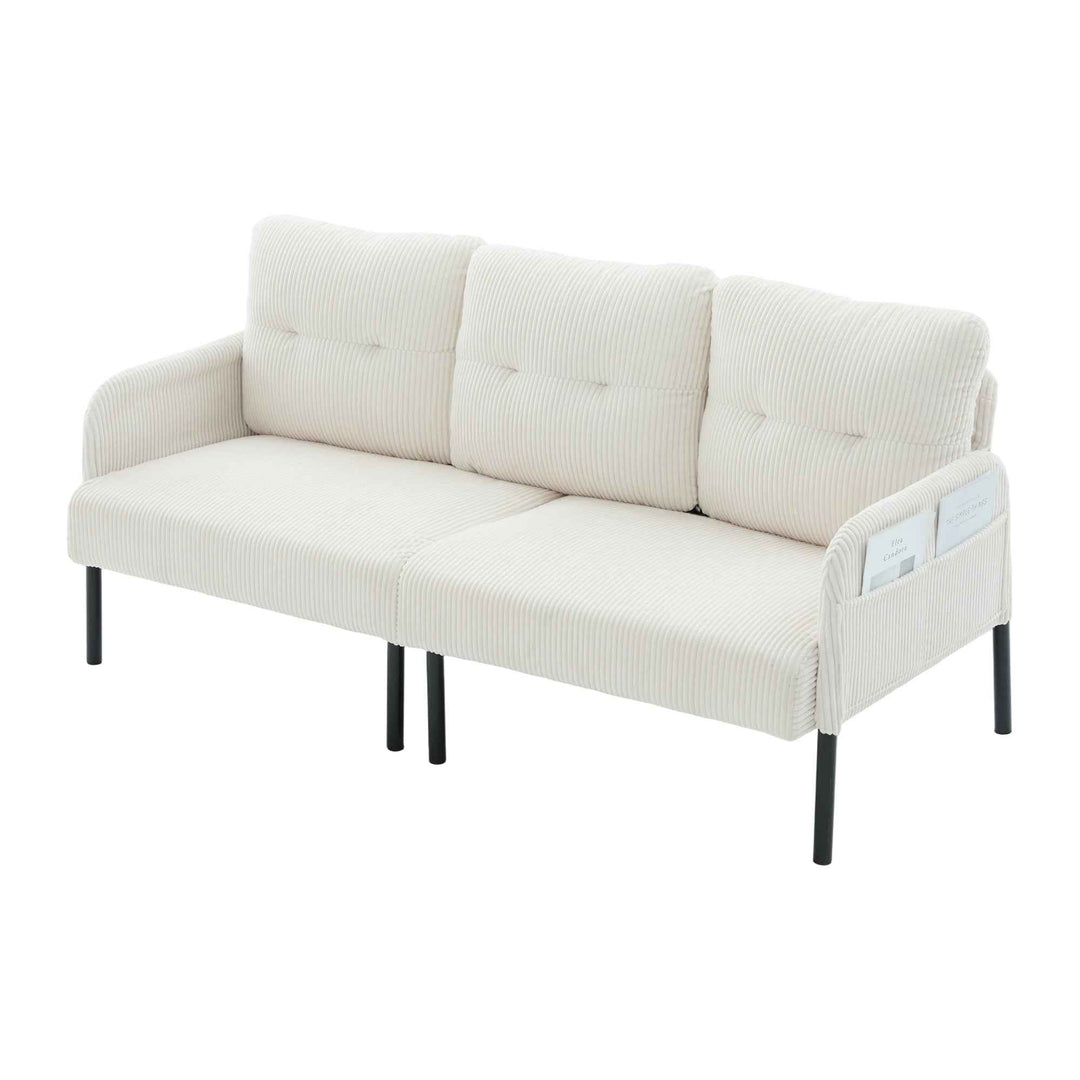 00+Oversized Loveseat Sofa, Corduroy Upholstered Double-Seater, Beige for Living Room NOVAON