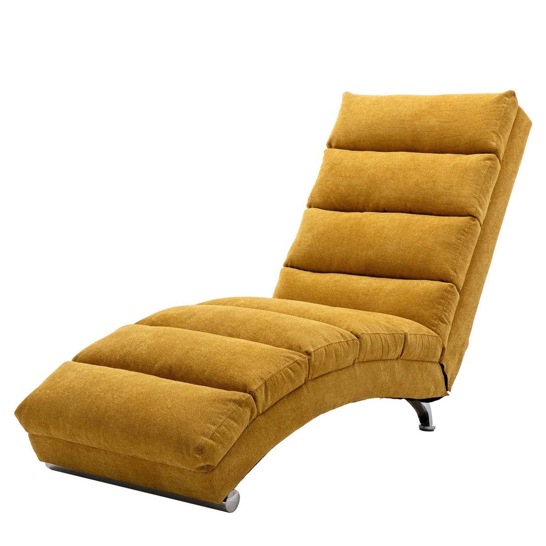 Chaise Lounge Chair Yellow Linen, Modern Recliner for Living Room Bedroom XXXXIV