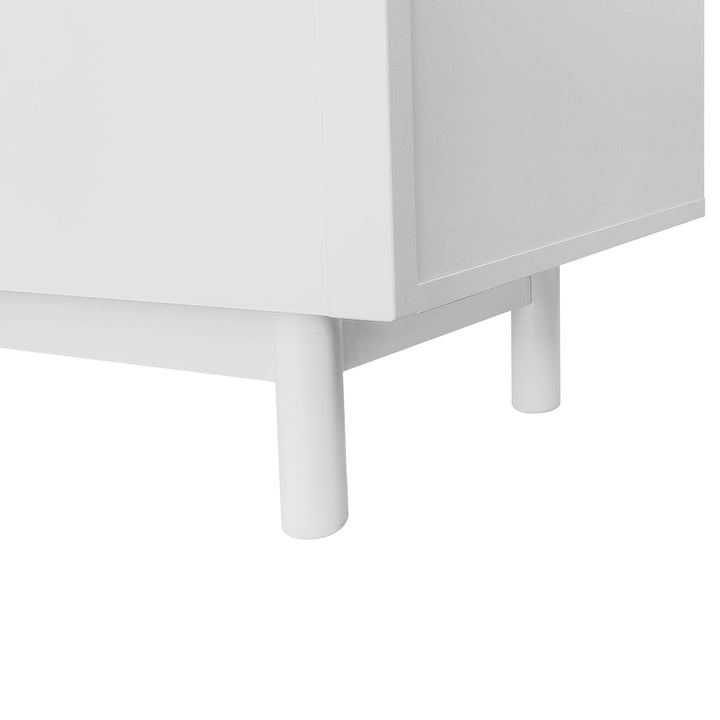 Modern white TV cabinet with 4 push-to-open storage doors RCEPTOR