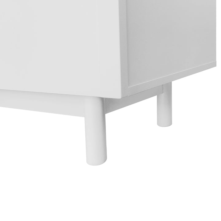 Modern white TV cabinet with 4 push-to-open storage doors RCEPTOR