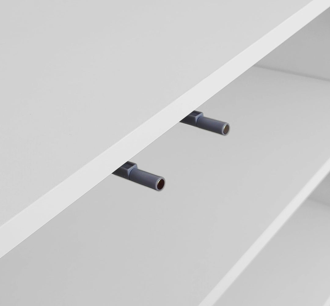 Modern white TV cabinet with 4 push-to-open storage doors RCEPTOR