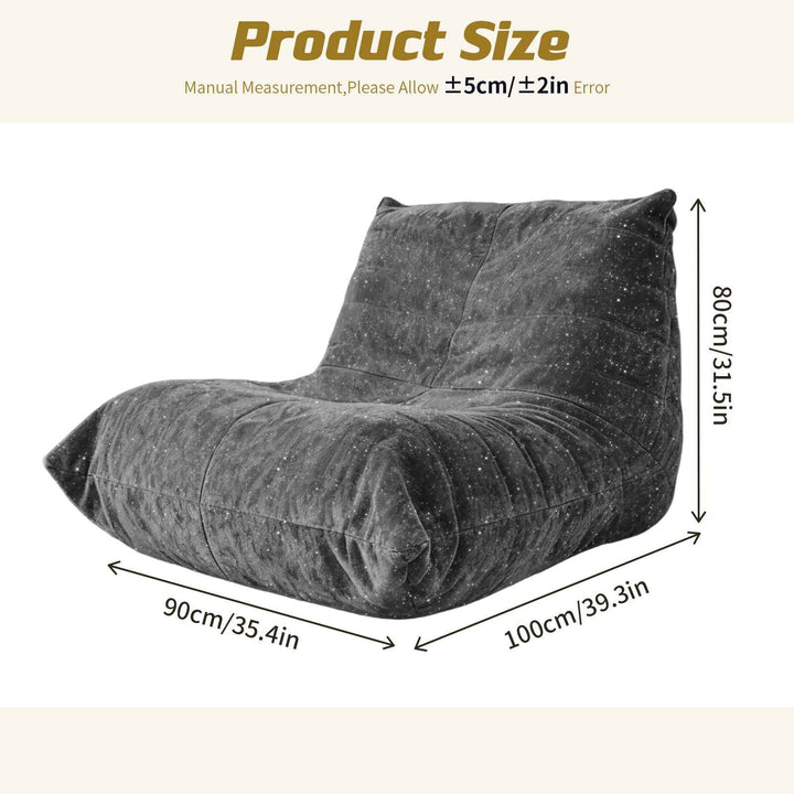 Comfy dark grey chenille bean bag lazy sofa with full-body support & non-slip base CELESTEEN