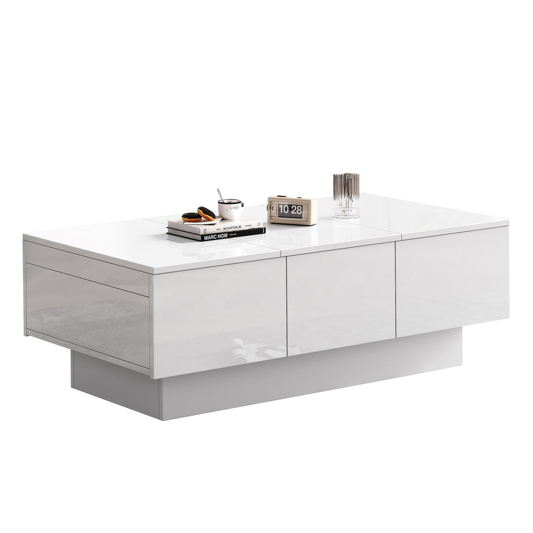 White high gloss coffee table with storage 100 x 55 x 35 cm WAXCELL UK