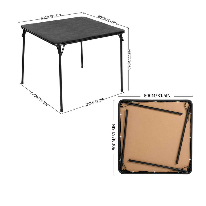 Modern Foldable Dining Table 86x86cm Black PVC Cover, Space-Saving Table for Kitchen FERN 86 BK PVC TABLE A