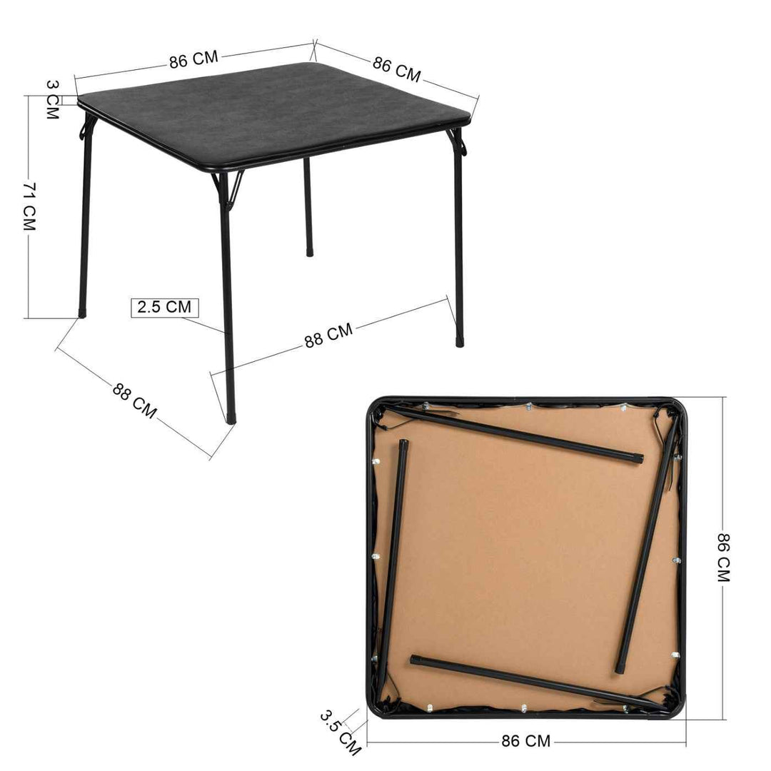 Modern Foldable Dining Table 86x86cm Black PVC Cover, Space-Saving Table for Kitchen FERN 86 BK PVC TABLE A