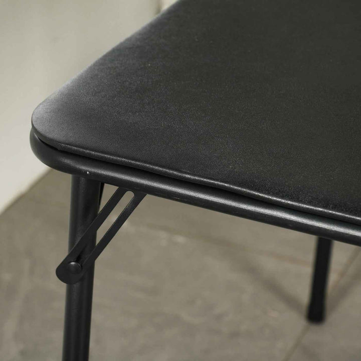 Modern Foldable Dining Table 86x86cm Black PVC Cover, Space-Saving Table for Kitchen FERN 86 BK PVC TABLE A