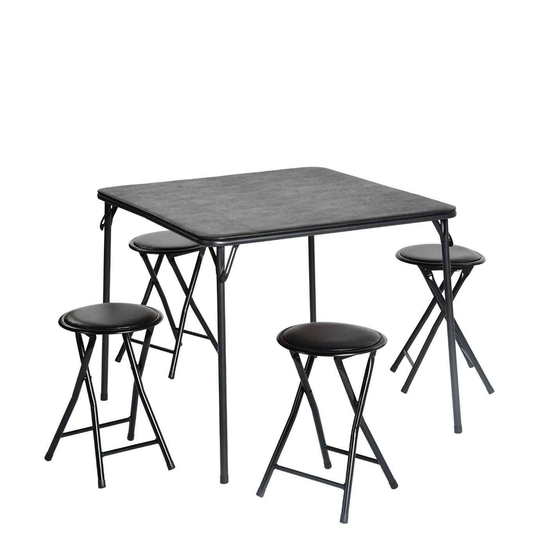 Modern Foldable Dining Table 86x86cm Black PVC Cover, Space-Saving Table for Kitchen FERN 86 BK PVC TABLE A