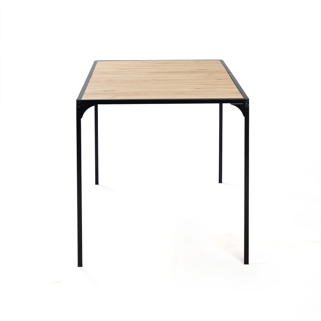 Industrial style rectangular oak effect dining table with black legs 120x80cm MILLIKEN 120 OAK