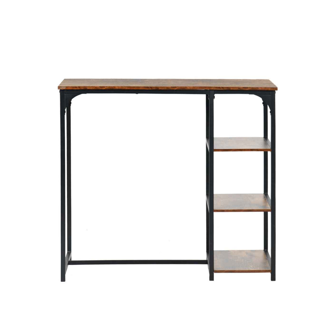 Bar Table and 2 Stools Set, 100x50x90cm, Black Metal & Fire Pattern Board, Space Saving HOLLY 100 CRIMSO