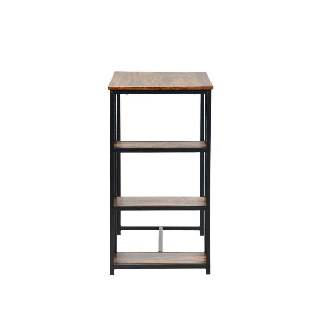 Bar Table and 2 Stools Set, 100x50x90cm, Black Metal & Fire Pattern Board, Space Saving HOLLY 100 CRIMSO