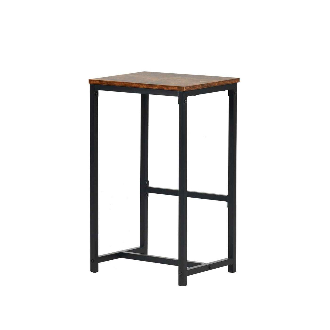 Bar Table and 2 Stools Set, 100x50x90cm, Black Metal & Fire Pattern Board, Space Saving HOLLY 100 CRIMSO
