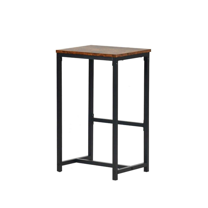 Bar Table and 2 Stools Set, 100x50x90cm, Black Metal & Fire Pattern Board, Space Saving HOLLY 100 CRIMSO
