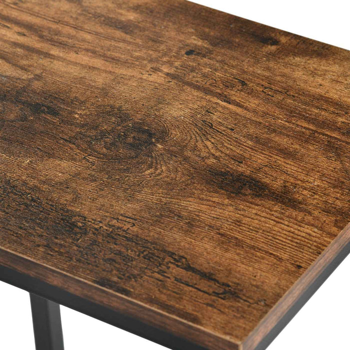 Bar Table and 2 Stools Set, 100x50x90cm, Black Metal & Fire Pattern Board, Space Saving HOLLY 100 CRIMSO