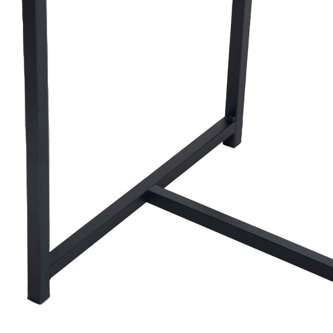 Bar Table and 2 Stools Set, 100x50x90cm, Black Metal & Fire Pattern Board, Space Saving HOLLY 100 CRIMSO