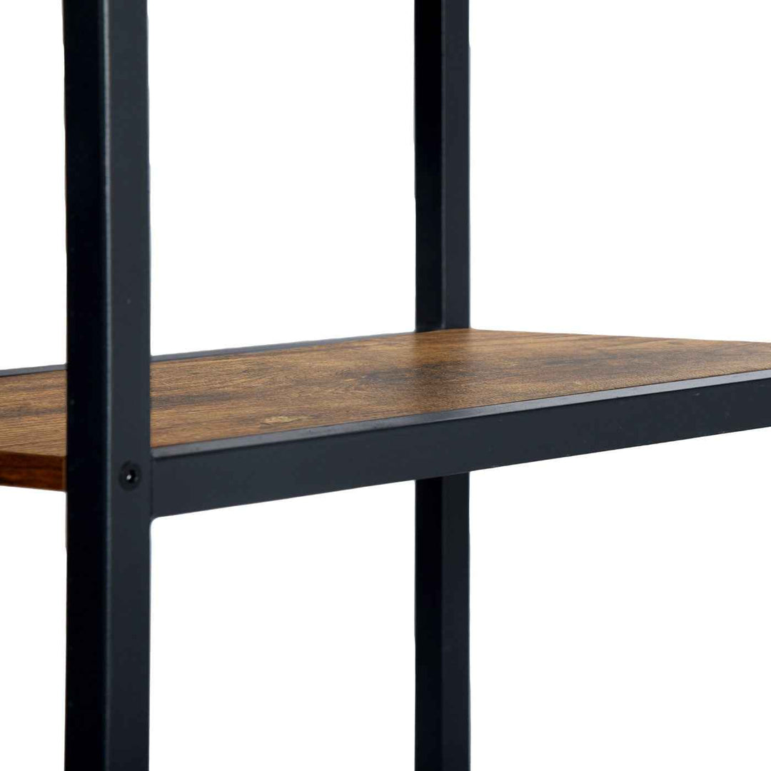 Bar Table and 2 Stools Set, 100x50x90cm, Black Metal & Fire Pattern Board, Space Saving HOLLY 100 CRIMSO