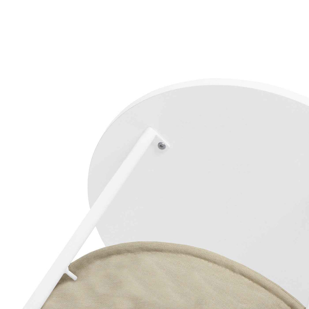 Modern Side Table White 45x45x50.5cm with Beige Linen Storage, for Living Room Bedroom TILLA END TABLE WHITE
