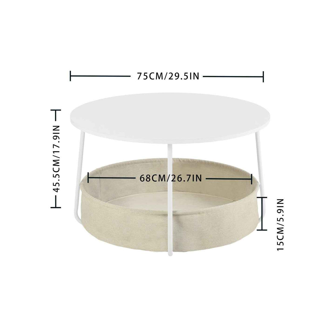 Coffee Table White 75x75x45.5cm Modern MDF Steel Frame, Space-Saving Storage, Living Room & Outdoor Use TILLA COFFEE TABLE WHITE