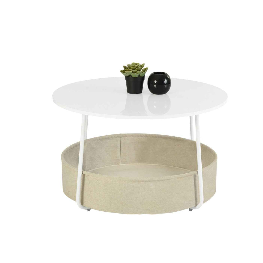 Coffee Table White 75x75x45.5cm Modern MDF Steel Frame, Space-Saving Storage, Living Room & Outdoor Use TILLA COFFEE TABLE WHITE