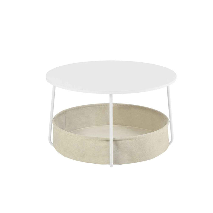 Coffee Table White 75x75x45.5cm Modern MDF Steel Frame, Space-Saving Storage, Living Room & Outdoor Use TILLA COFFEE TABLE WHITE