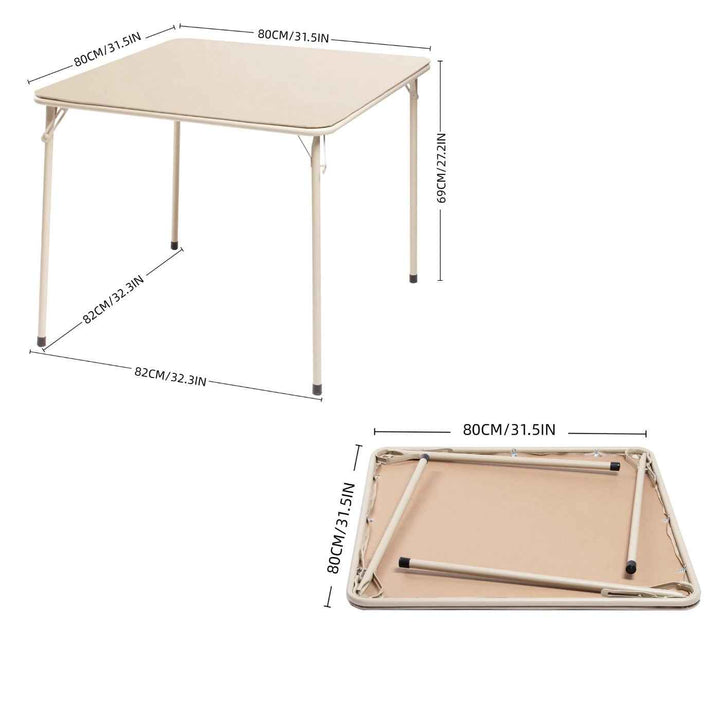 Camel square PVC dining table, iron frame, easy-clean 86x86cm