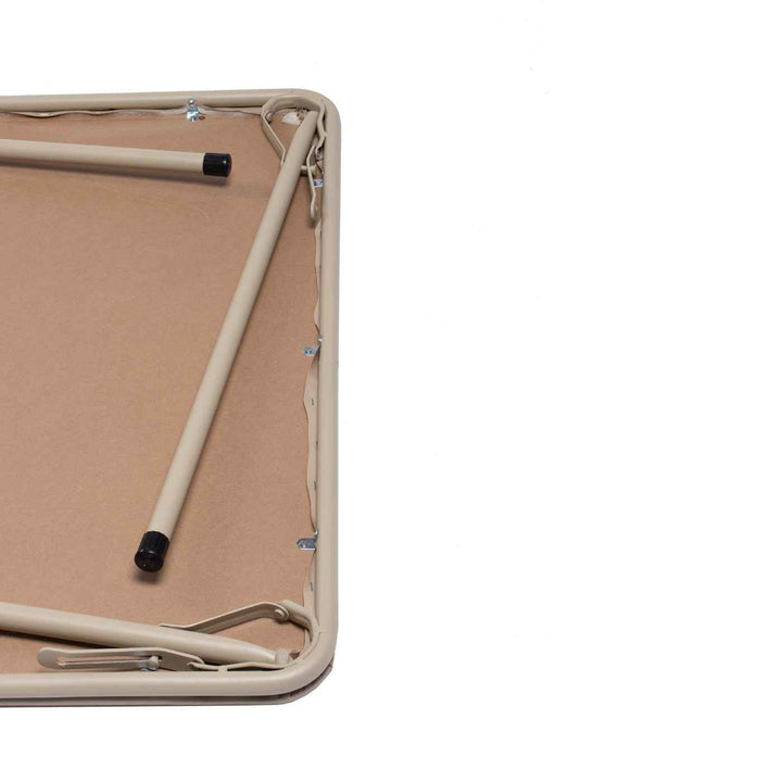 Camel square PVC dining table, iron frame, easy-clean 86x86cm