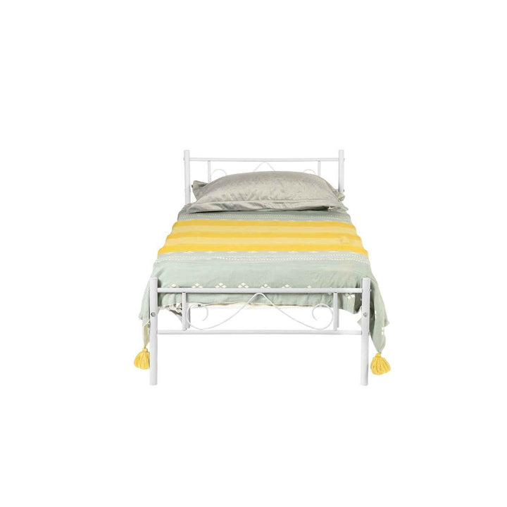 Single Metal Bed Frame White 90x190cm – Space-Saving, Sturdy Steel, Modern Minimalist, Ideal for Guest Rooms & Small Spaces BEARD SINGLE WHITE