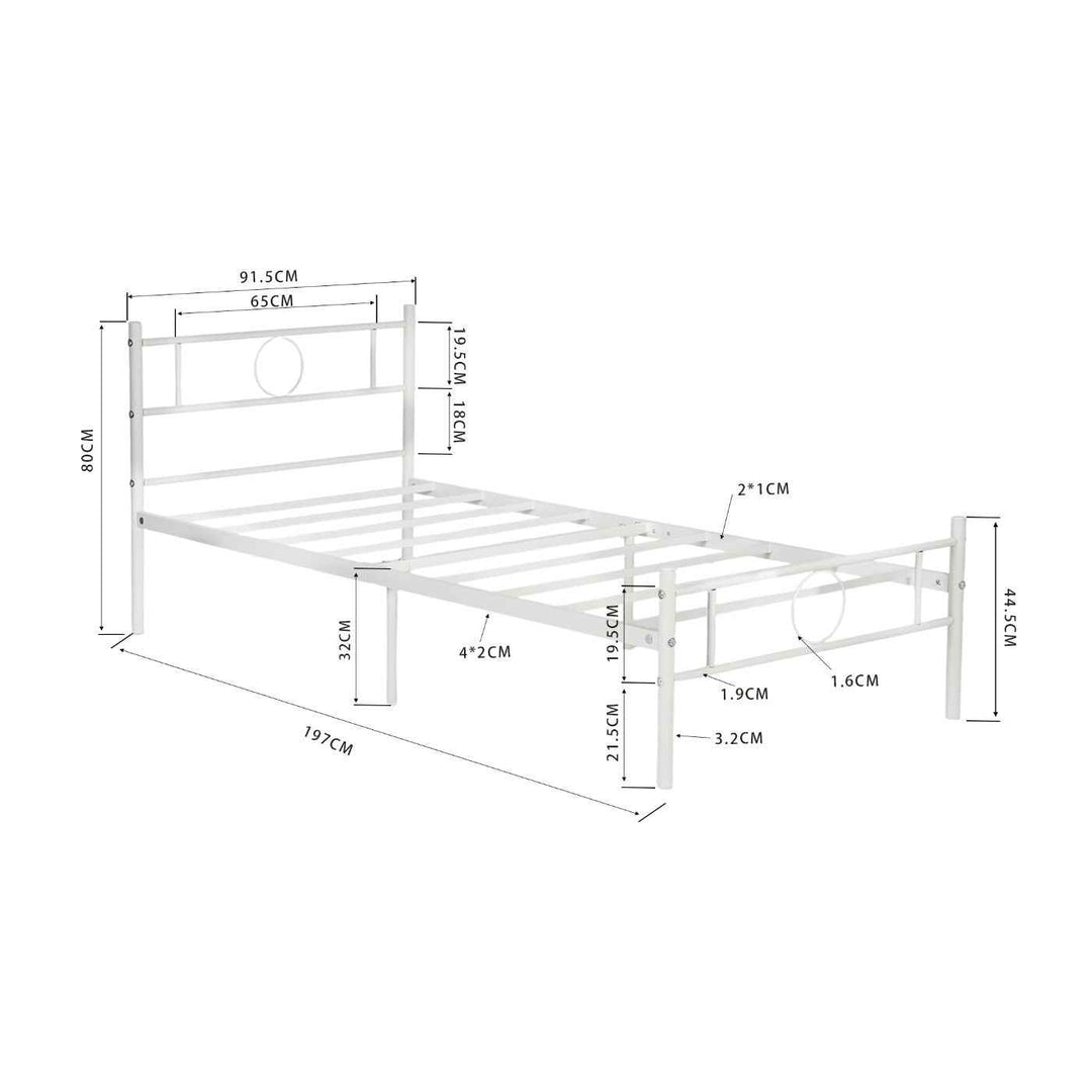 White single metal bed frame 90x190cm CIRCLE SI WHITE C