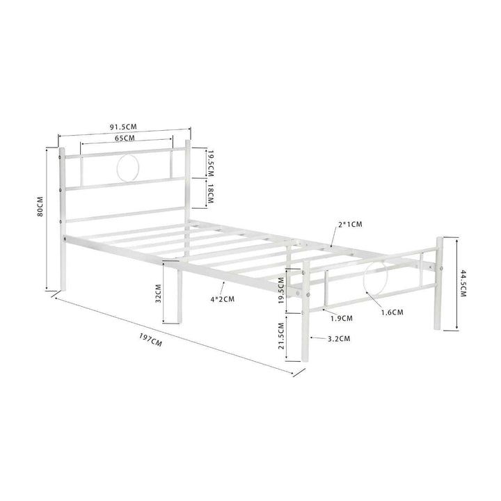 White single metal bed frame 90x190cm CIRCLE SI WHITE C