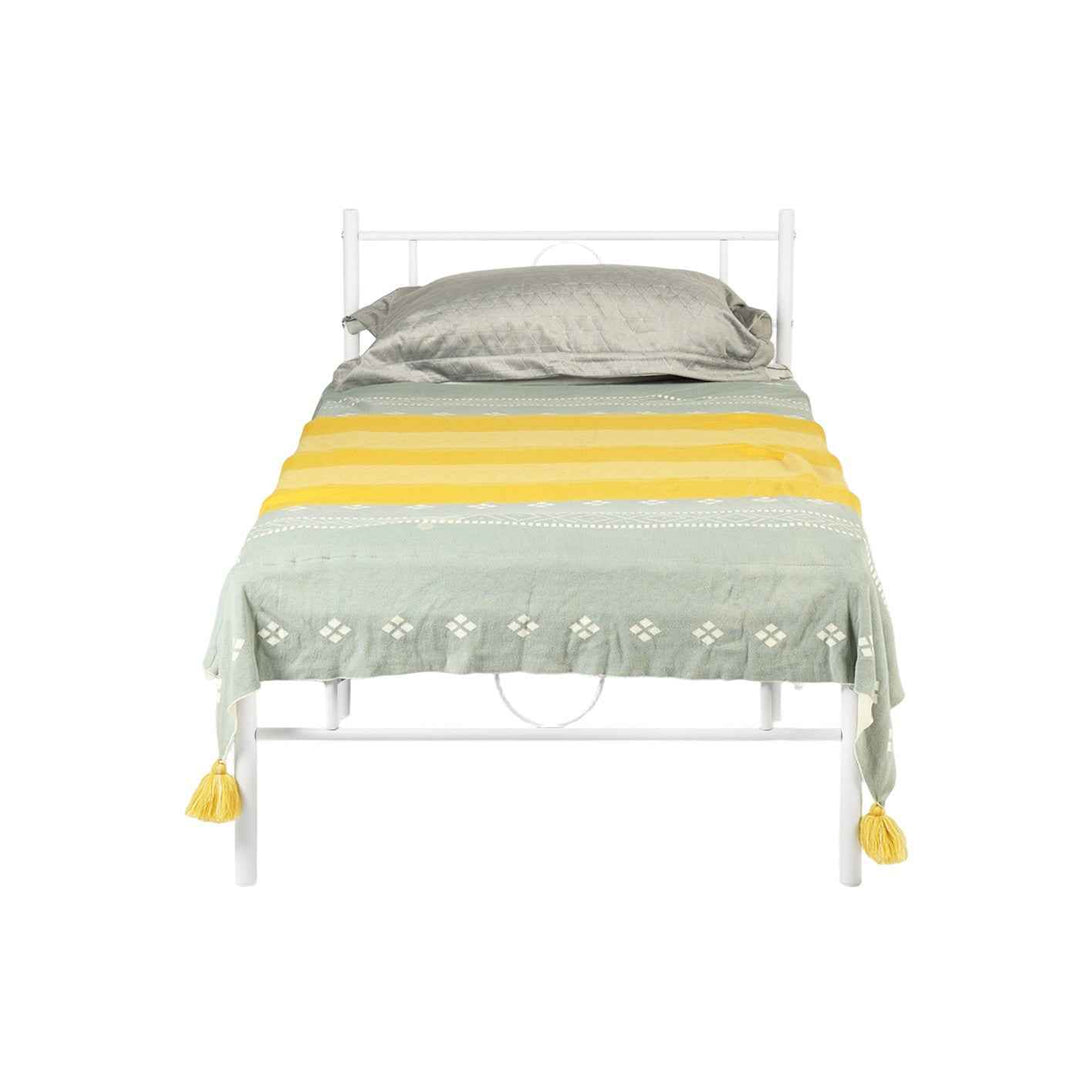White single metal bed frame 90x190cm CIRCLE SI WHITE C