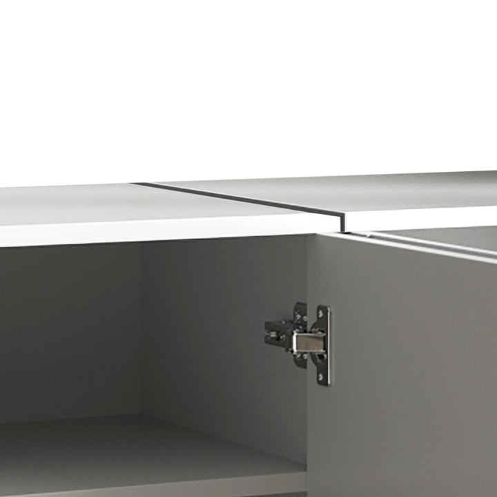 Modern white TV cabinet with 4 push-to-open storage doors RCEPTOR