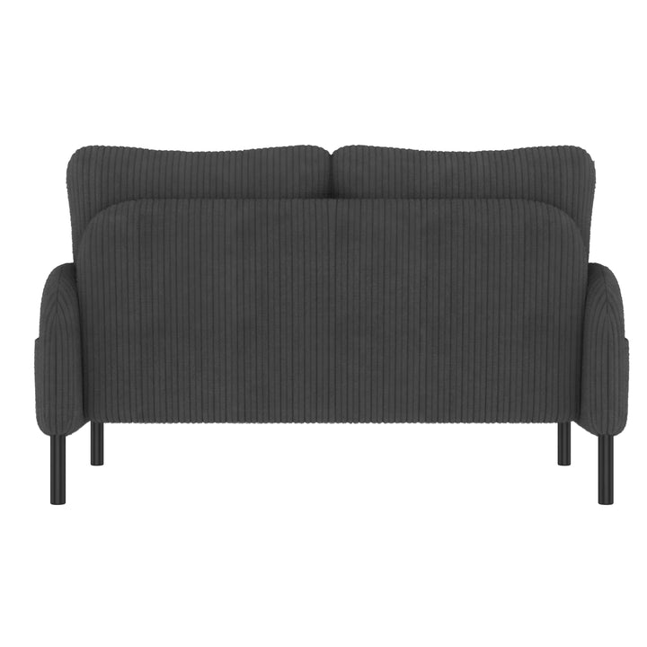 00+Loveseat Sofa Corduroy Fabric Grey 2 Seater, High Rebound Spring, for Living Room & Bedroom NOVAUM