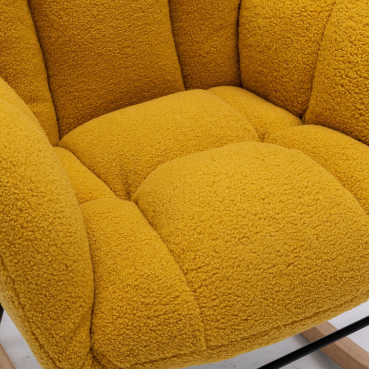 Yellow teddy fabric upholstered rocking chair THROKUTS TEDDY YELLOW UK