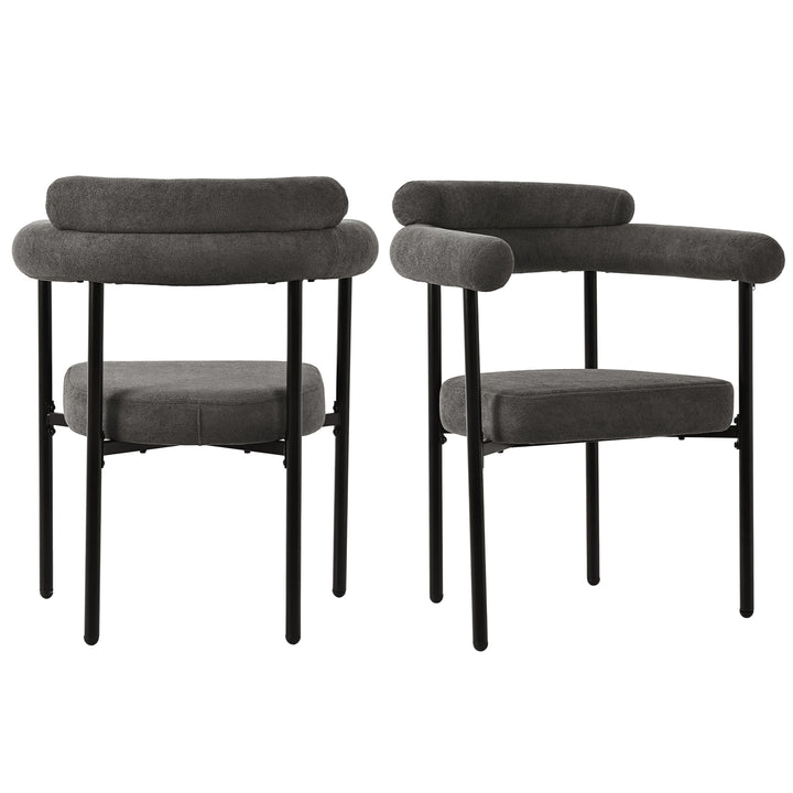 Set of 2 modern gray fabric armchairs black metal frame CLOUDGLADE