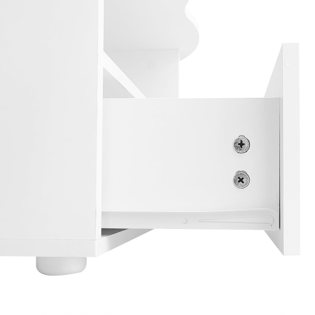 Modern oval white coffee table with push-to-open drawer CLOUDCREST