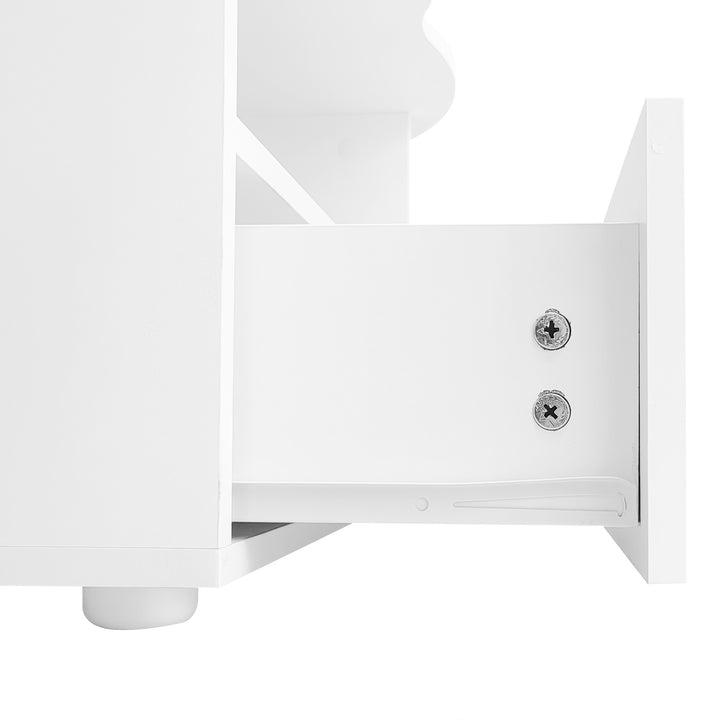 Modern oval white coffee table with push-to-open drawer CLOUDCREST