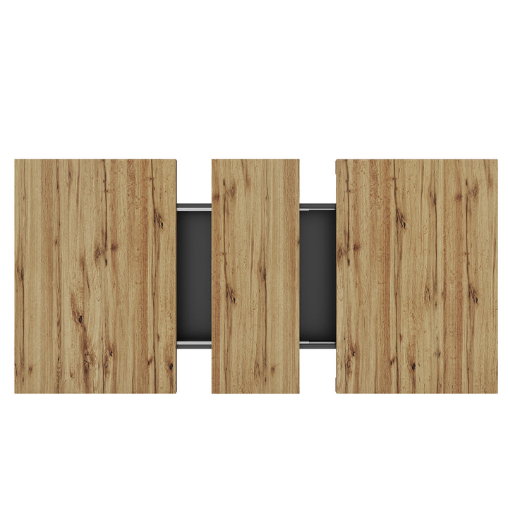 Extendable wooden dining table (110-140×80 cm) black shlef and 2 drawers SUNSPOT