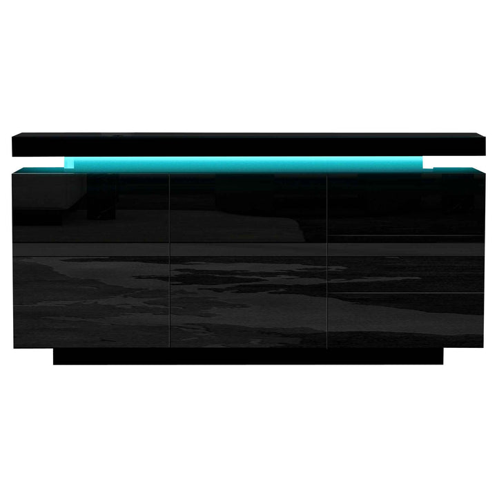 Black high gloss sideboard with LED lights with 2 doors & 3 drawers INFINITECLARITYY